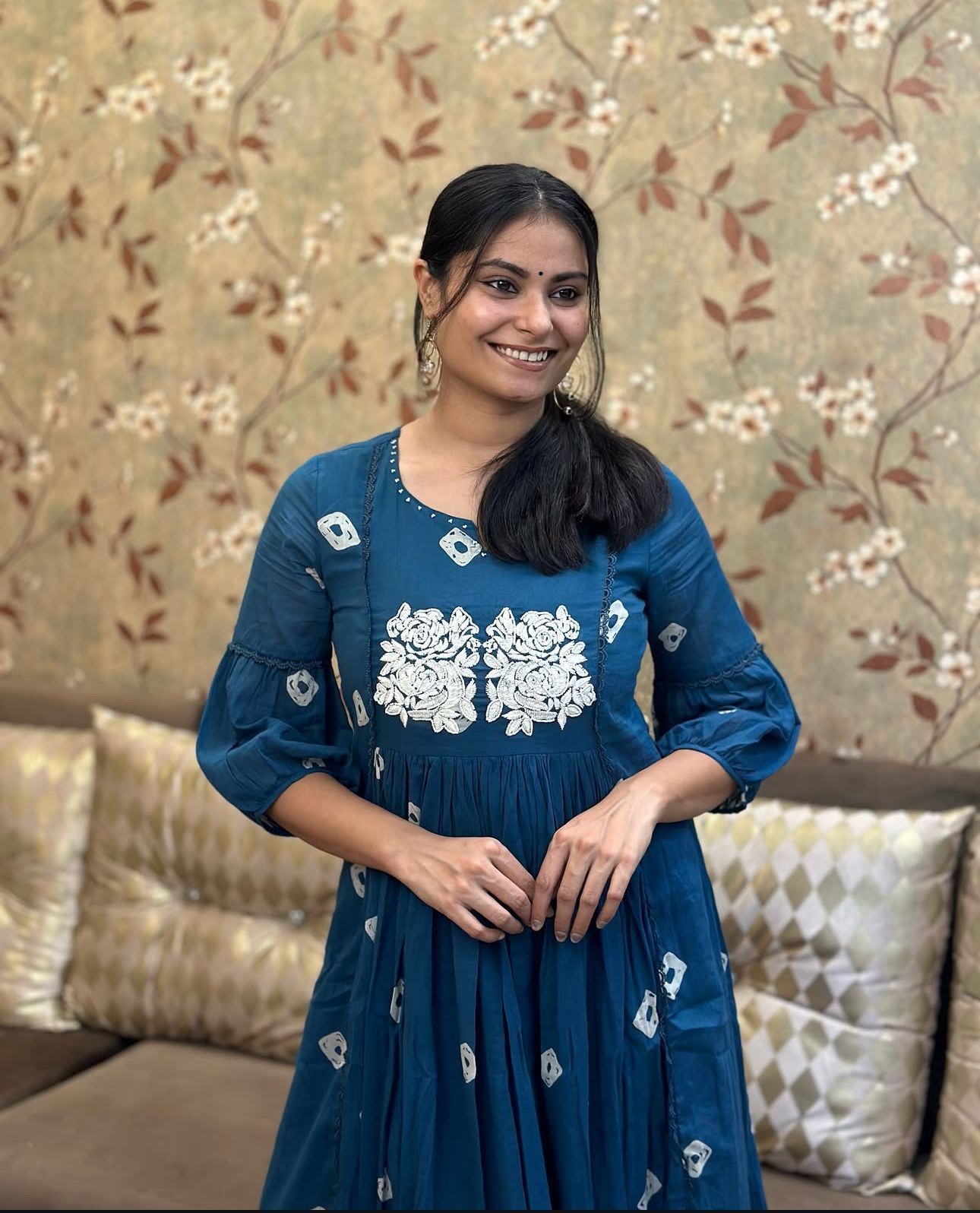Bandhej Discharge Print Cotton Kurta Pant Set β Elegant & Comfortable