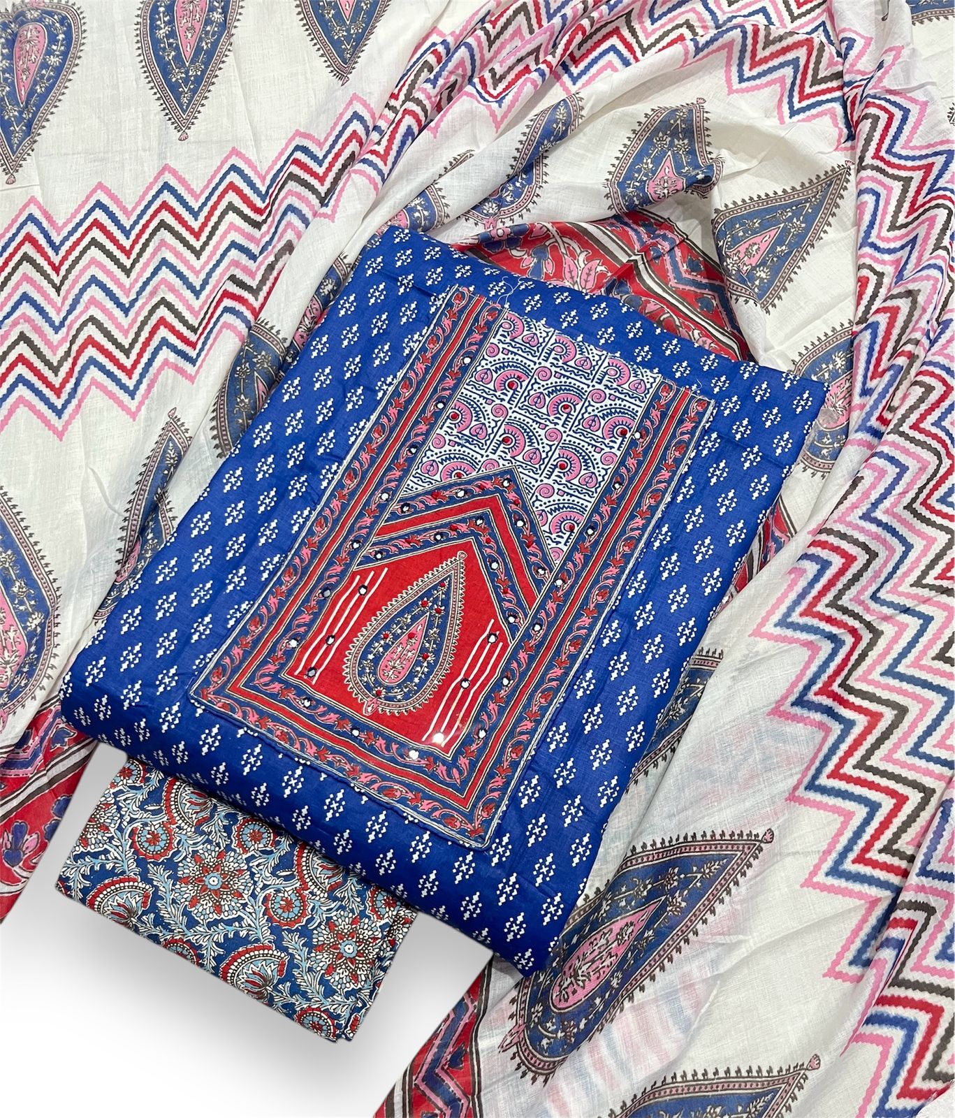 π Newly Launched β Cotton Dress Material with Elegant Neck Work - 2 β¨