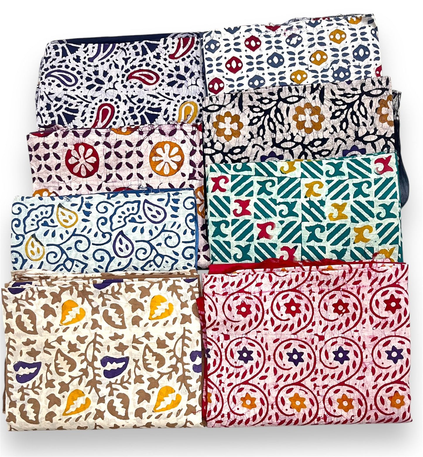 Original Wax Batik with our Hand Block Batik Gad Print Multi-Color Pure Cotton Dress Material! ๐ฟ๐จ