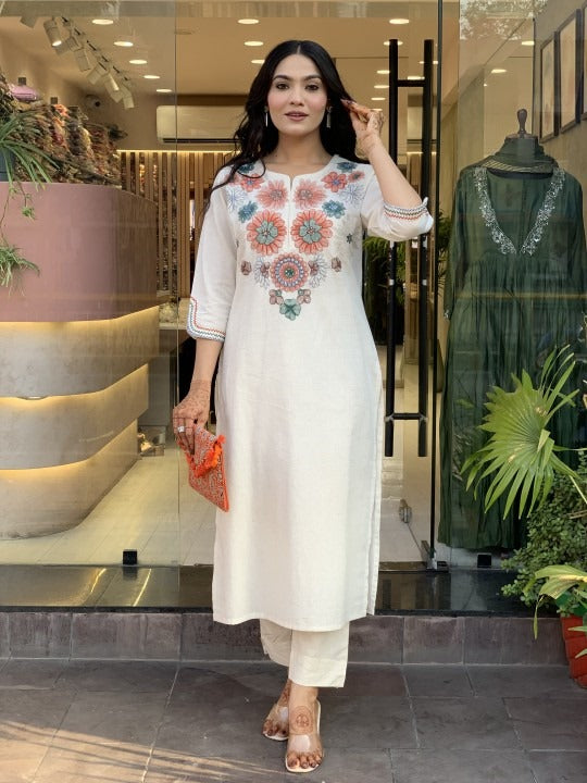 β¨ Elegant Cotton Flex Embroidered Co-ord Set β¨
