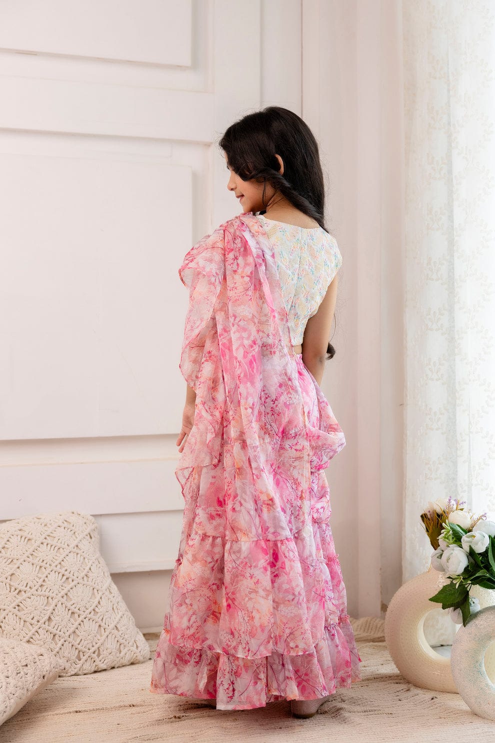 Blush Bloom β Ready-to-Wear Sharara Saree Set for Girls