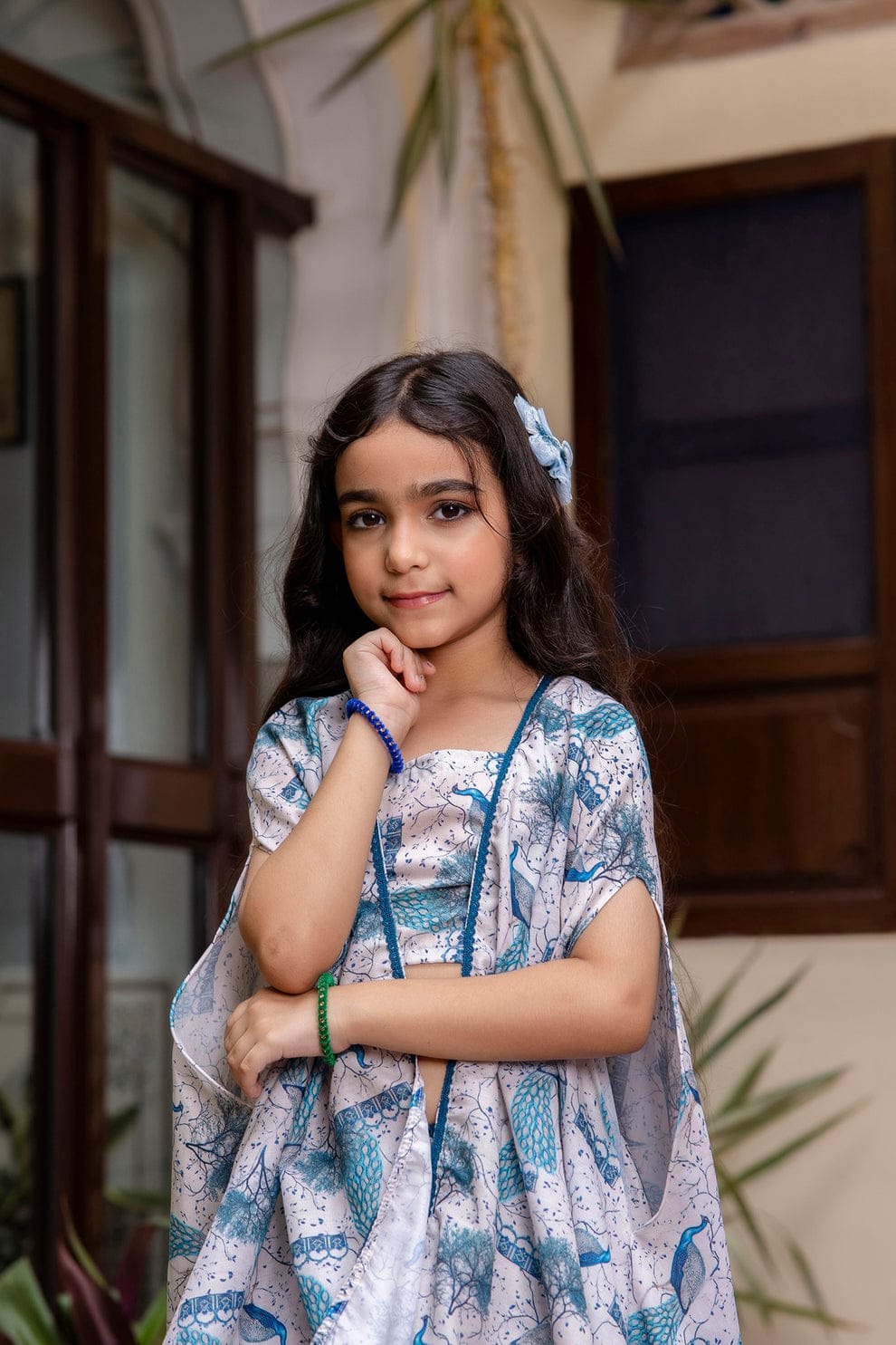 Peacock Paradise β Muslin Printed Top & Sharara Set with Shrug