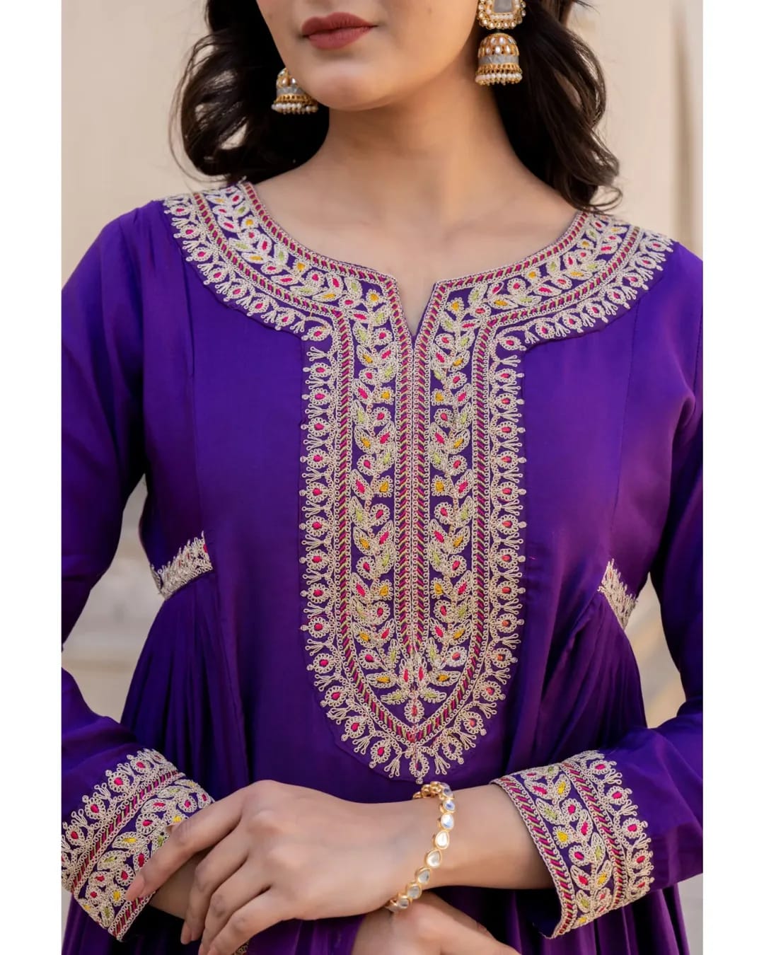β¨ Regal Grace A-Line Anarkali Suit Set β Embroidered Elegance β¨