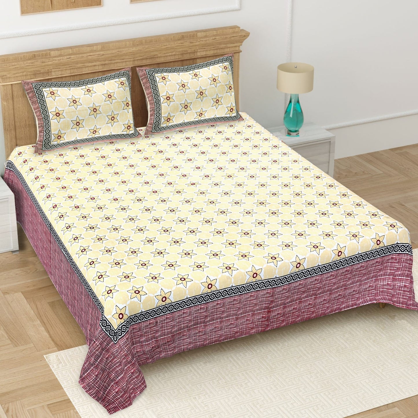 π ECCO 90x100 Queen Size Bedsheet Set β Soft Viscose Cotton Comfort