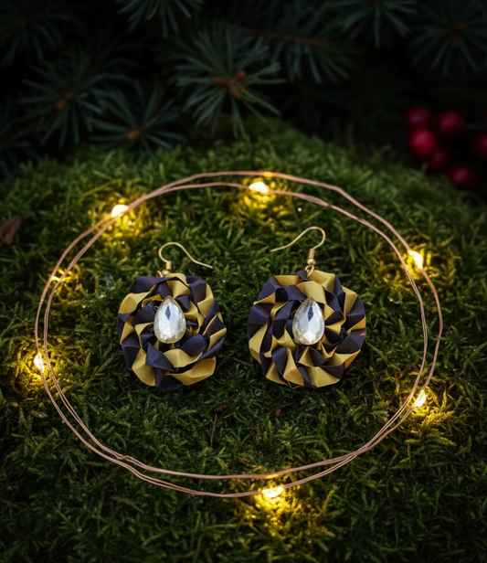 Gold and Black Petal Swirl Drops