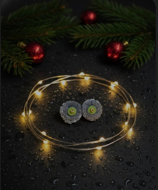 Grey and Green Spiral Studs