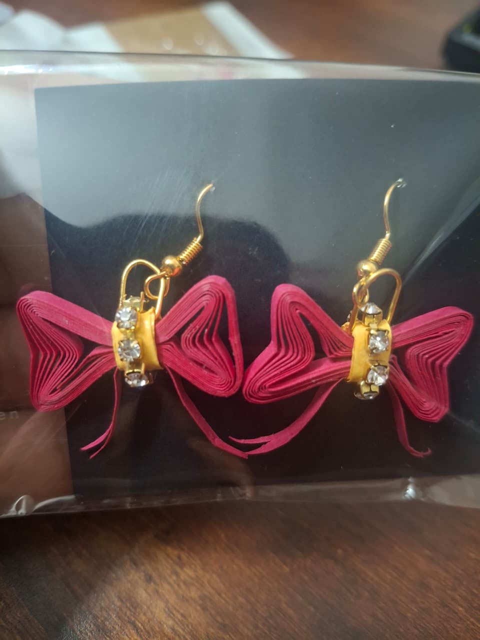 Ruby Bow Quilling Earrings