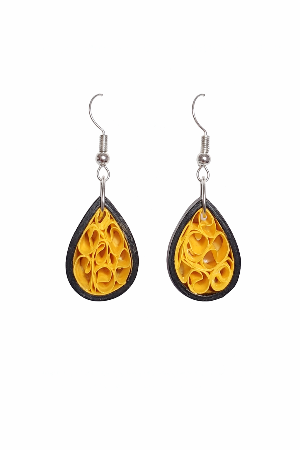 Golden Drop Quilling Teardrop Earrings