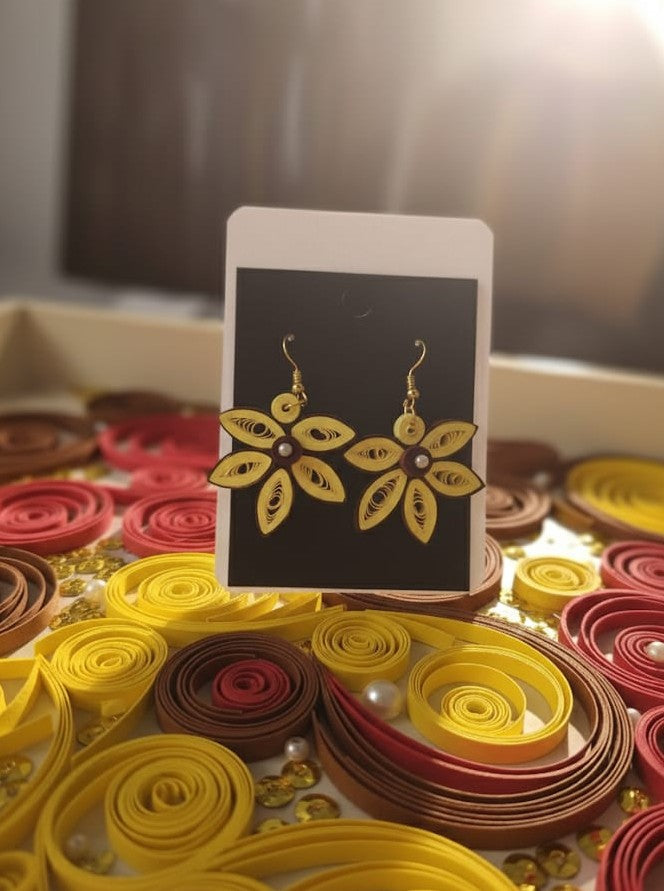 Yellow Petal Bloom Dangle Earrings