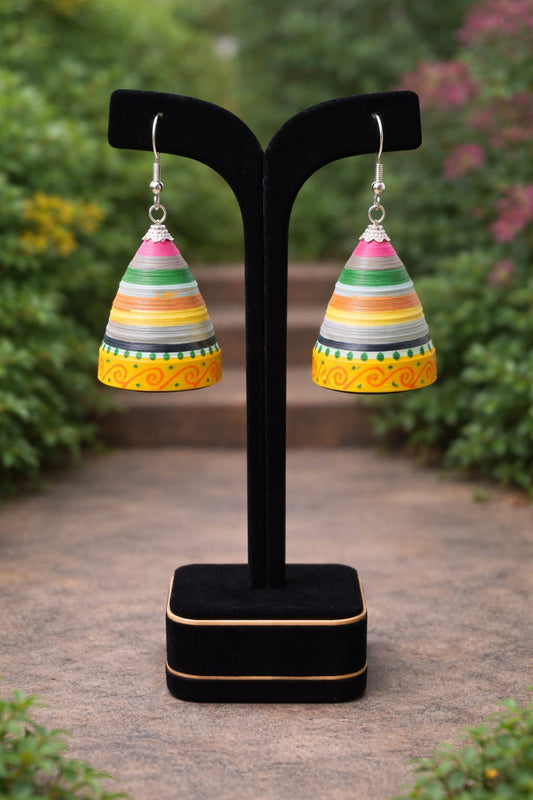 Multicolor Cone-Style Handmade Paper Quilling Earrings