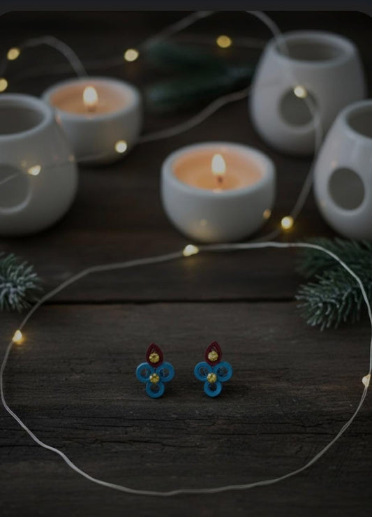 Blue and Maroon Petite Studs