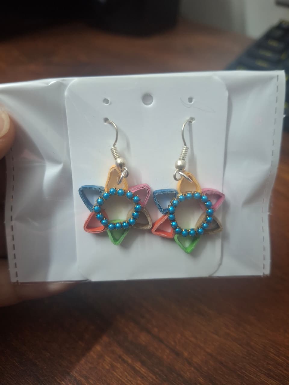 Rainbow Bloom Quilling Earrings