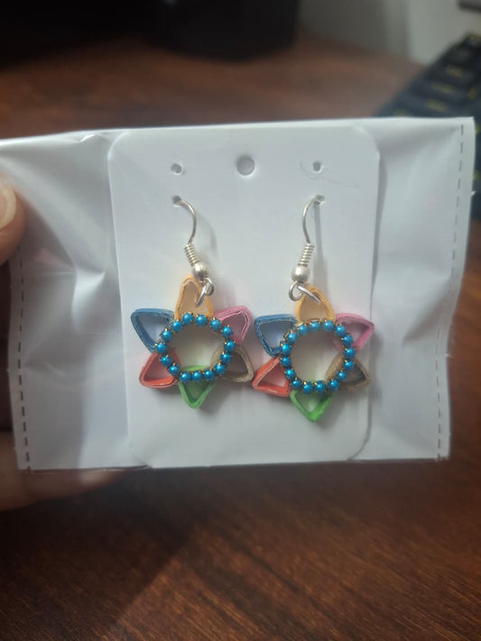 Rainbow Bloom Quilling Earrings