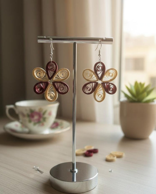Mocha Petal Handcrafted Quilling Earrings