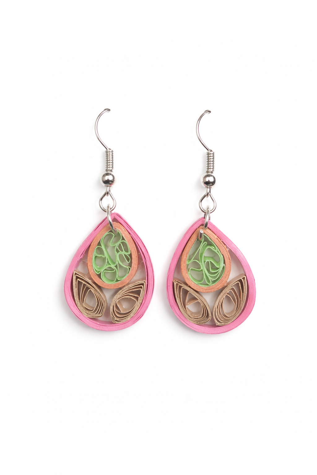 Pastel Garden Quilling Teardrop Earrings