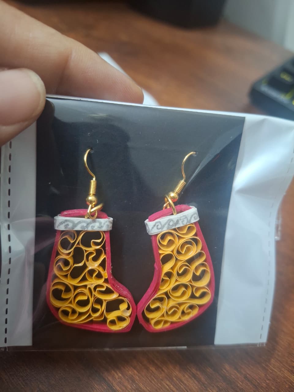 Golden Swirl Quilling Earrings