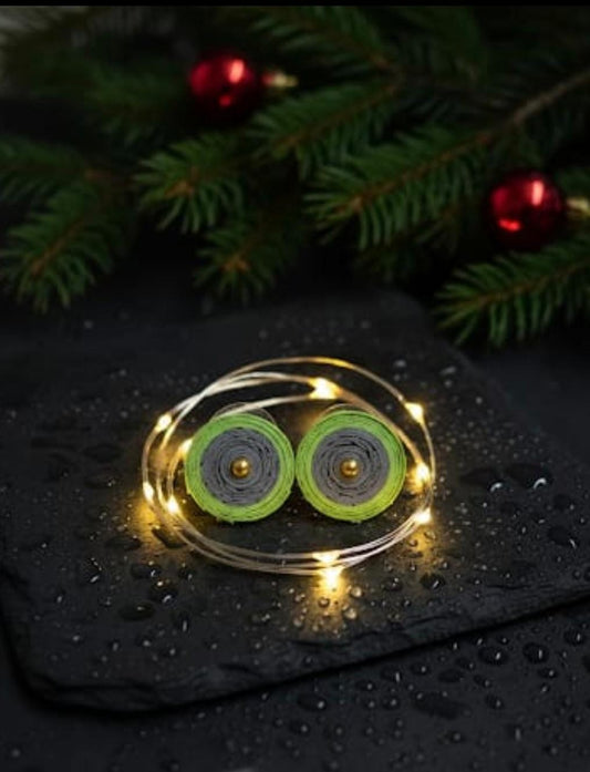 Green and Grey Twin Spiral Studs