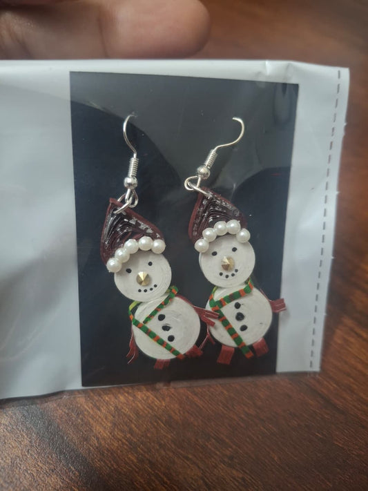Snowman Delight Quilling Earrings
