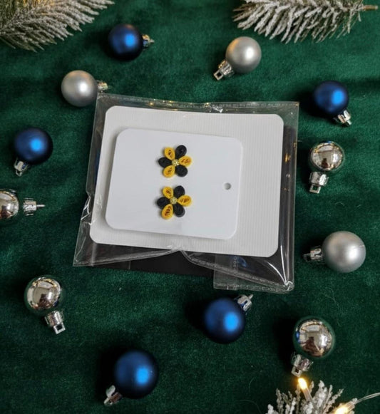 Black and Yellow Mini Floral Studs
