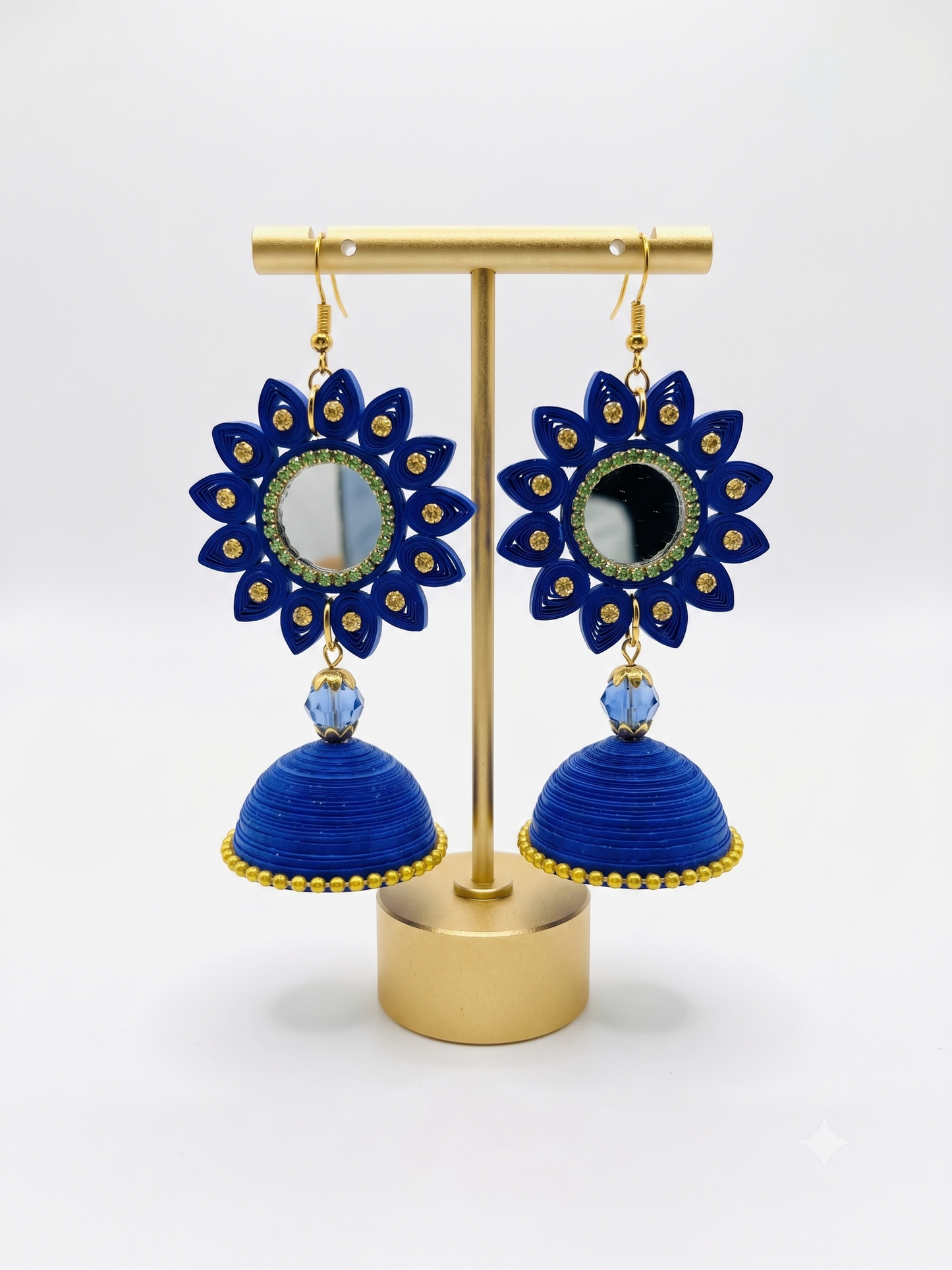 Handmade Paper Quilled Grand Royal Blue Chandelier Earrings - Combo 5