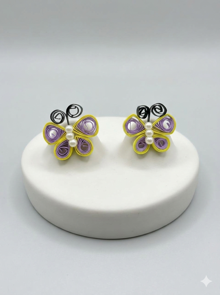 Taanvis-Collections-Handmade-Butterfly-Paper-Quilled-Stud-Earrings