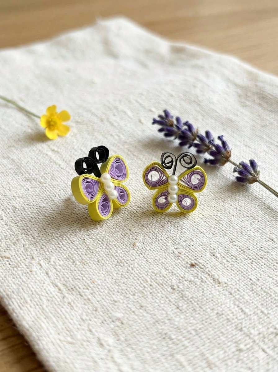 Taanvis-Collections-Handmade-Butterfly-Paper-Quilled-Stud-Earrings