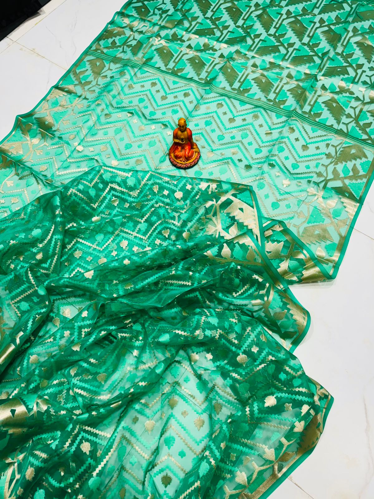 Taanvi's Collections Premium Maslin Jal Jamdani Saree with Blouse Piece - Festive & Wedding Wear