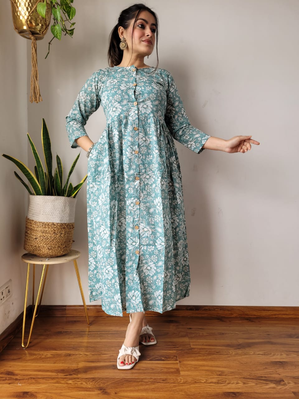 🍁✨ New Exclusive Launch – Bagru Hand-Printed One-Piece Dress ✨🍁
