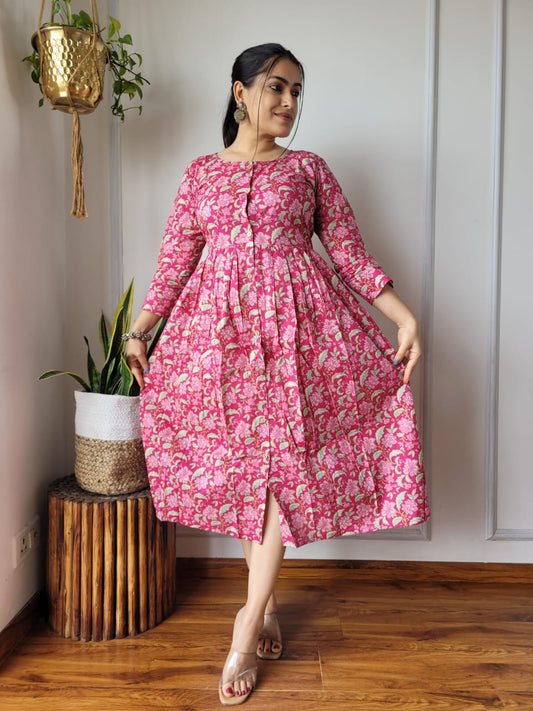 🍁✨ New Exclusive Launch – Bagru Hand-Printed One-Piece Dress ✨🍁