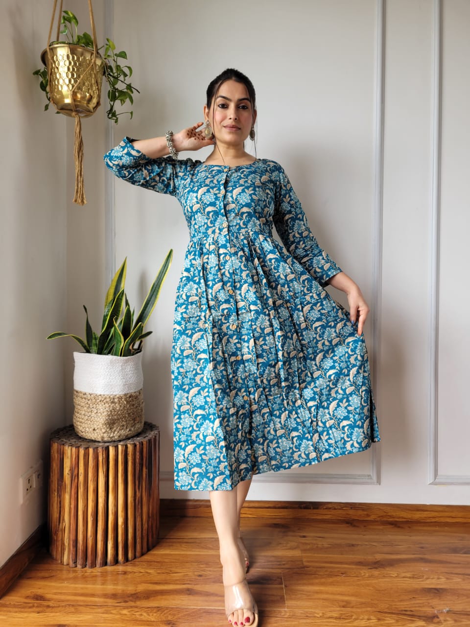 🍁✨ New Exclusive Launch – Bagru Hand-Printed One-Piece Dress ✨🍁
