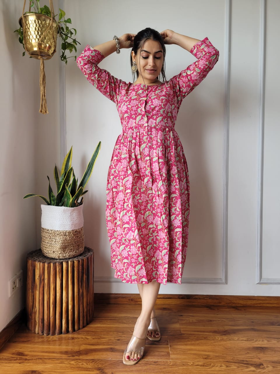 🍁✨ New Exclusive Launch – Bagru Hand-Printed One-Piece Dress ✨🍁