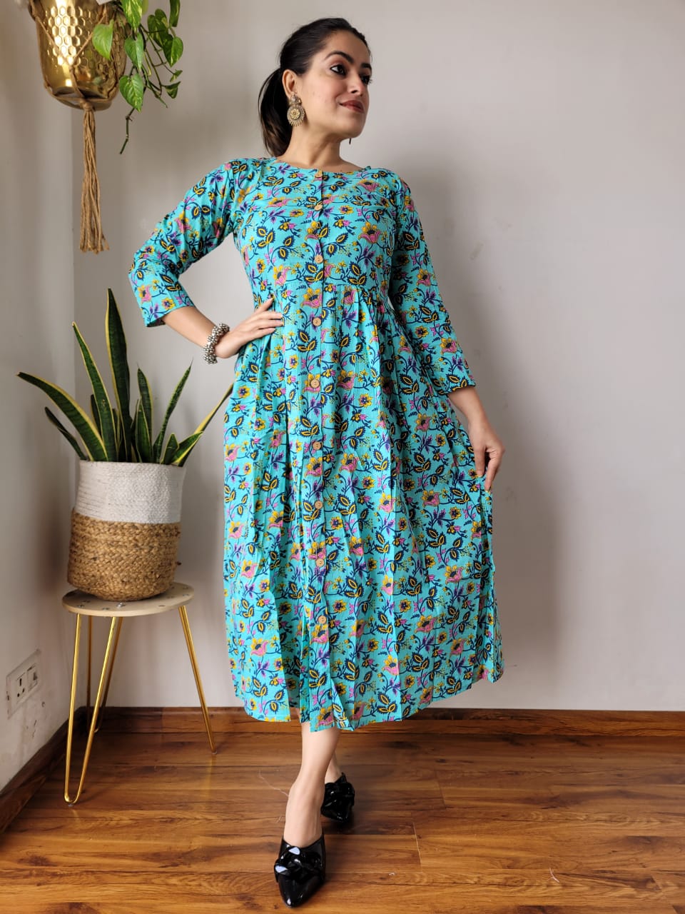 🍁✨ New Exclusive Launch – Bagru Hand-Printed One-Piece Dress ✨🍁