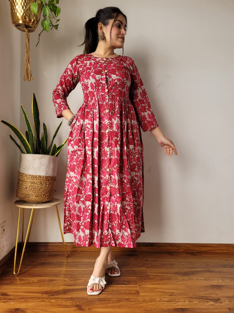 🍁✨ New Exclusive Launch – Bagru Hand-Printed One-Piece Dress ✨🍁