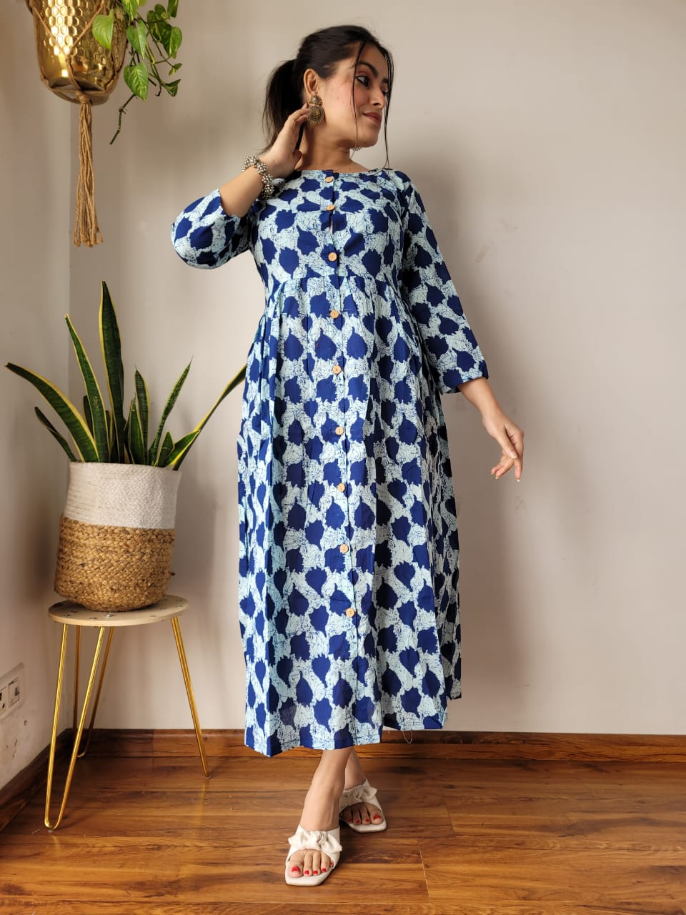 🍁✨ New Exclusive Launch – Bagru Hand-Printed One-Piece Dress ✨🍁