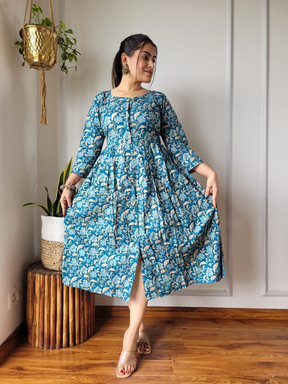 🍁✨ New Exclusive Launch – Bagru Hand-Printed One-Piece Dress ✨🍁