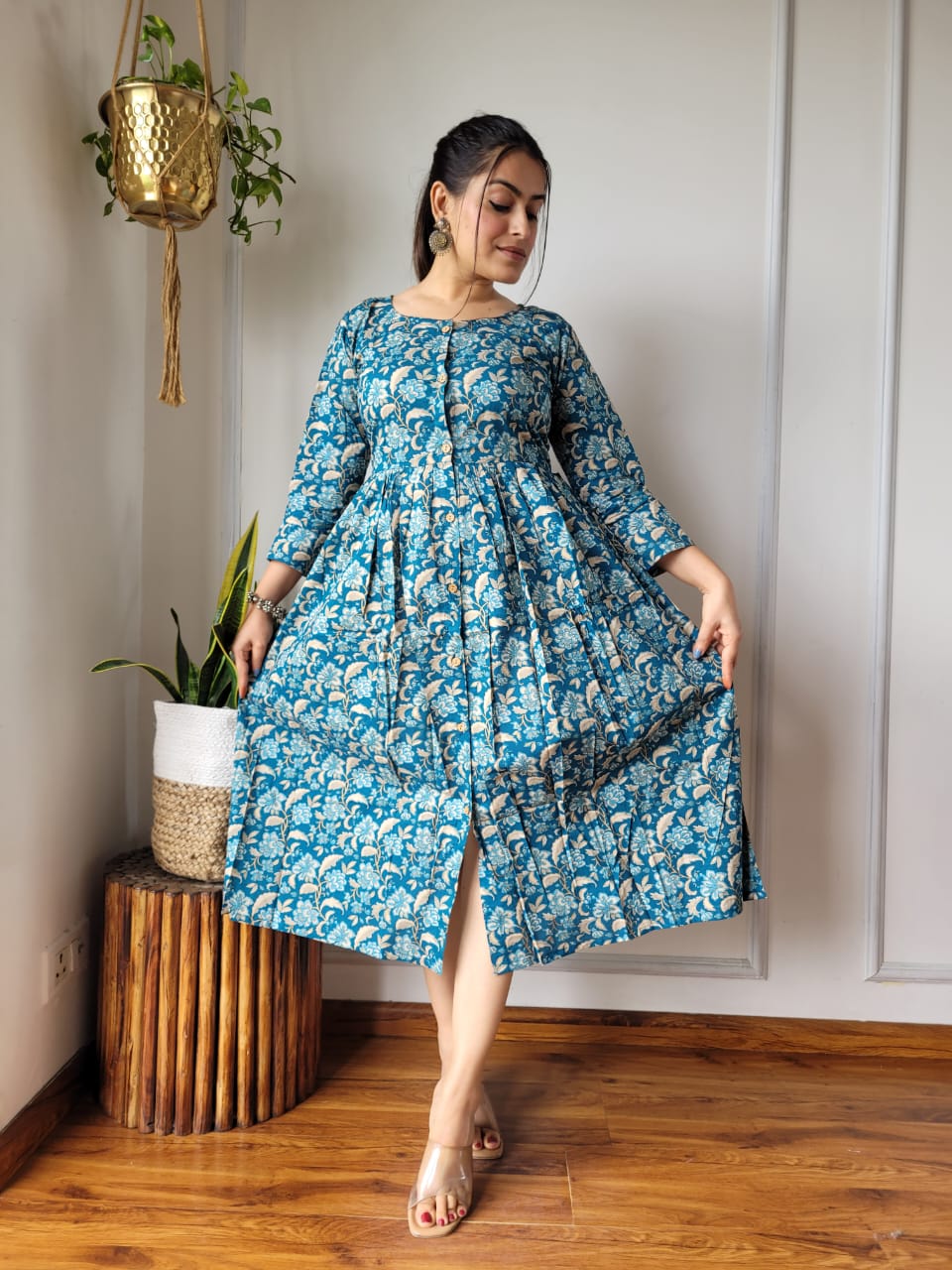 🍁✨ New Exclusive Launch – Bagru Hand-Printed One-Piece Dress ✨🍁