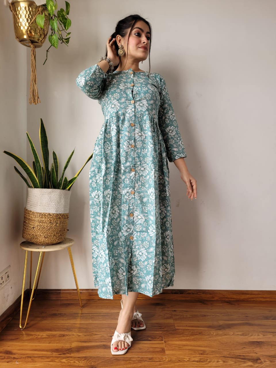 🍁✨ New Exclusive Launch – Bagru Hand-Printed One-Piece Dress ✨🍁