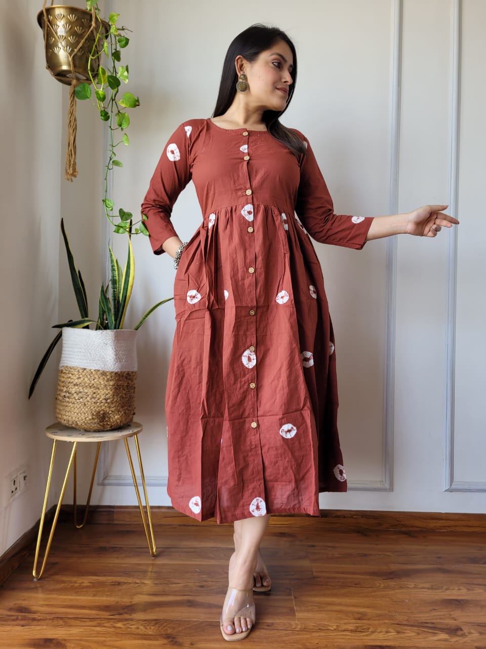 🍁✨ New Exclusive Launch – Bagru Hand-Printed One-Piece Dress ✨🍁