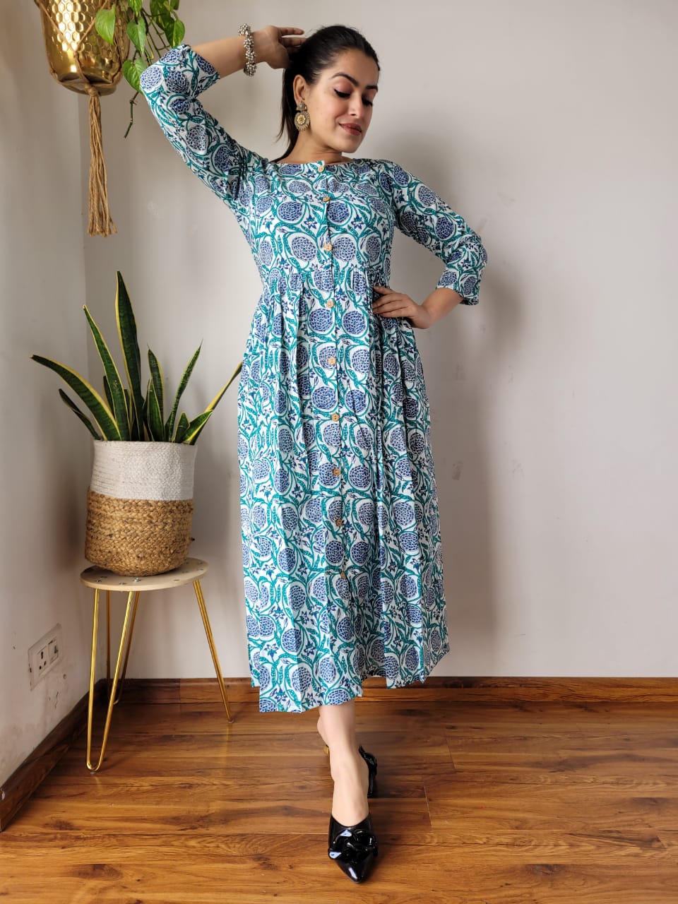 🍁✨ New Exclusive Launch – Bagru Hand-Printed One-Piece Dress ✨🍁