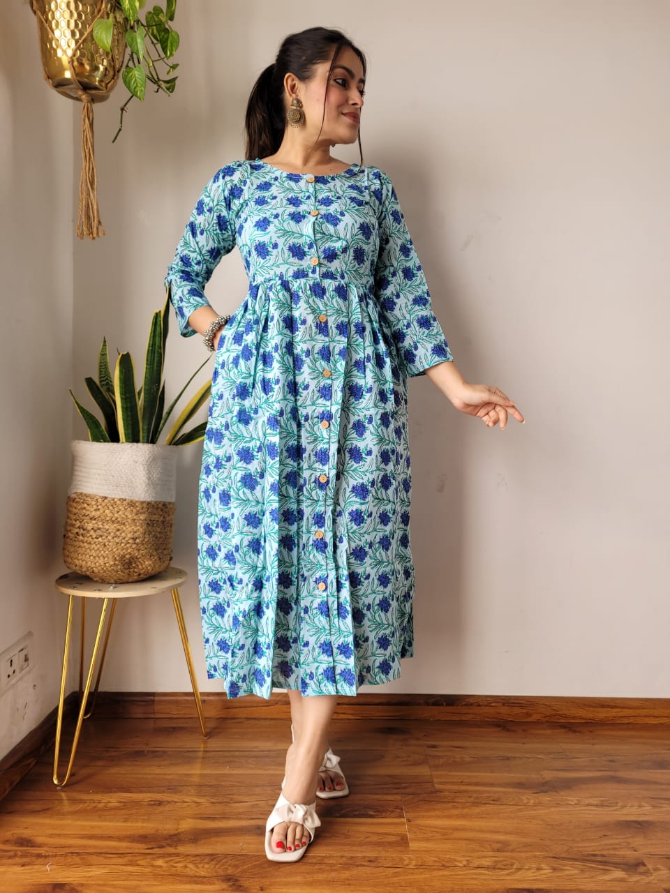 🍁✨ New Exclusive Launch – Bagru Hand-Printed One-Piece Dress ✨🍁