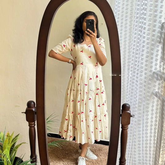 🍒✨ NEW LAUNCH – Cherry Blossom Embroidered Midi ✨🍒