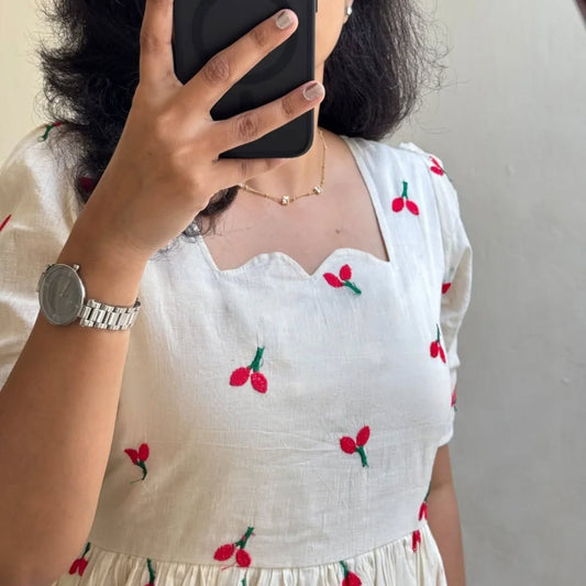 🍒✨ NEW LAUNCH – Cherry Blossom Embroidered Midi ✨🍒