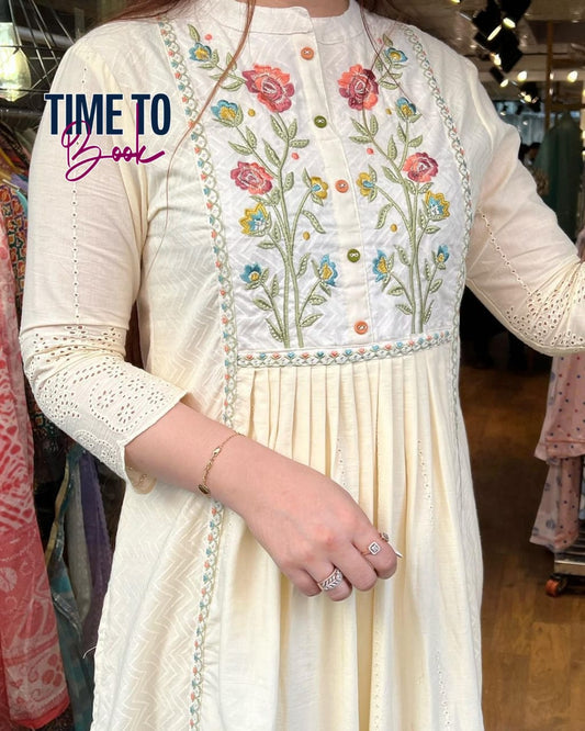 Luxurious Embroidered Chikan Work 3-Piece Suit