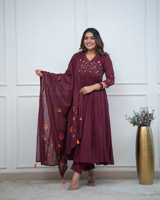 Magenta Elegance Embroidered Kurta Set