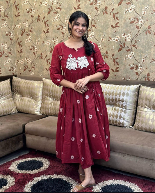 Bandhej Discharge Print Cotton Kurta Pant Set – Elegant & Comfortable