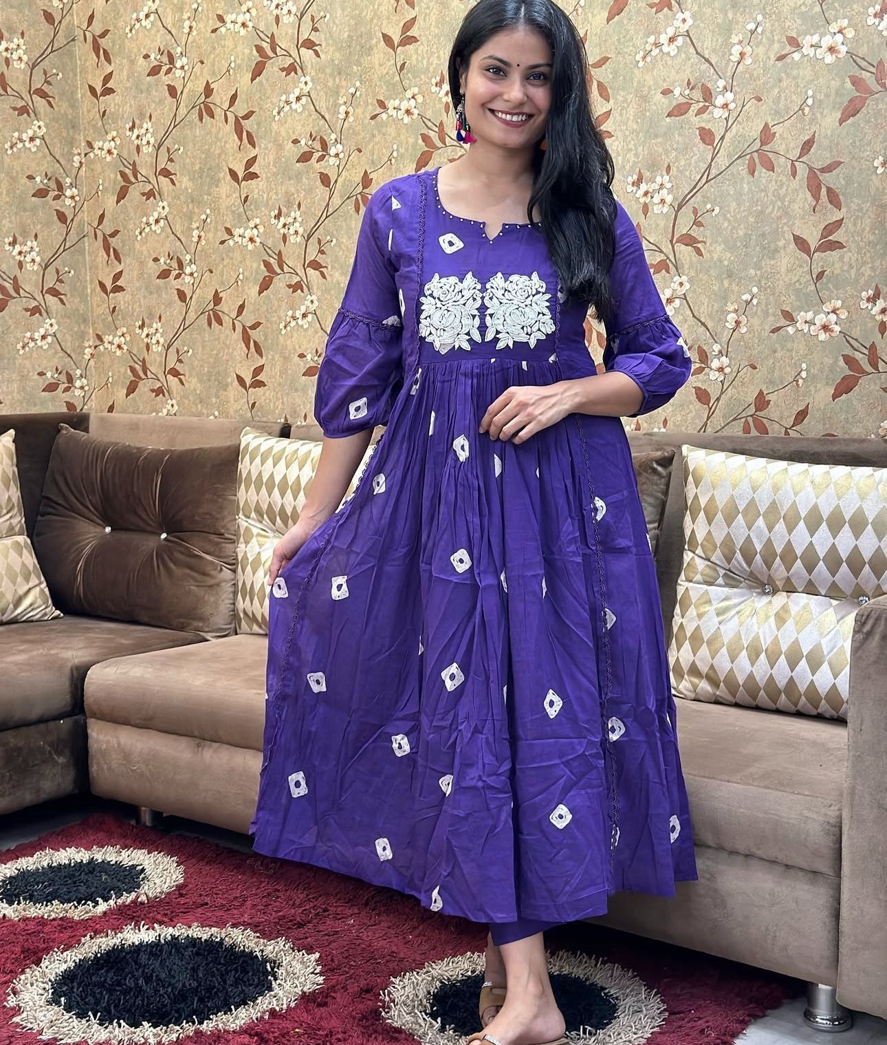 Bandhej Discharge Print Cotton Kurta Pant Set – Elegant & Comfortable
