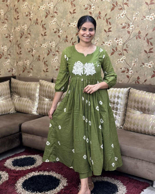 Bandhej Discharge Print Cotton Kurta Pant Set – Elegant & Comfortable