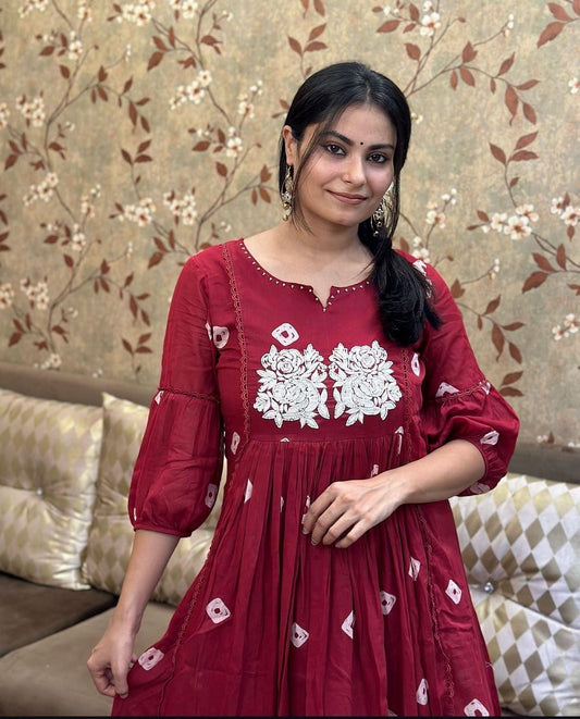 Bandhej Discharge Print Cotton Kurta Pant Set – Elegant & Comfortable