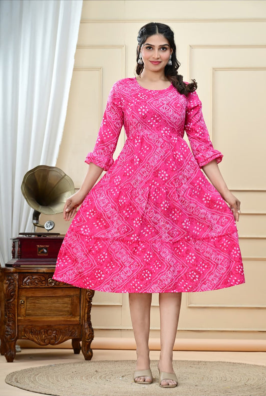 🌹✨ NEW LAUNCH – Elegant Ikkat Print Midi Gown ✨🌹