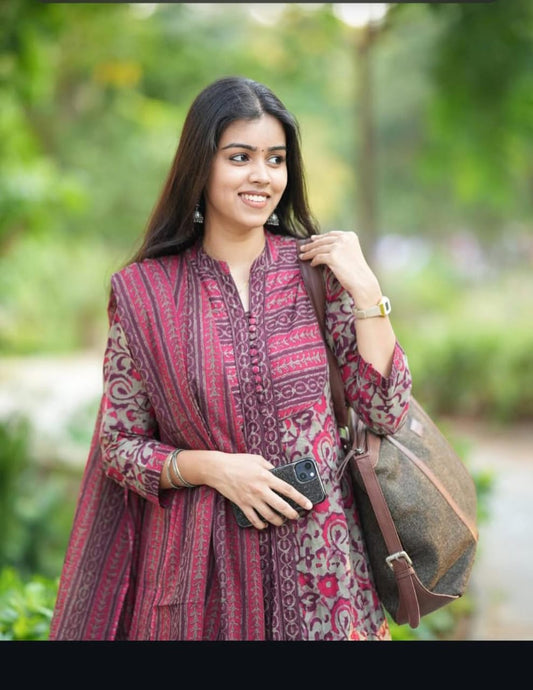 Winter Special Shurg Pattern 3-Piece Anarkali Kurta Set – Dreamy Elegance